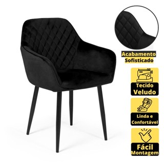 Cadeira Estofada Veludo Base Metal Barcelona