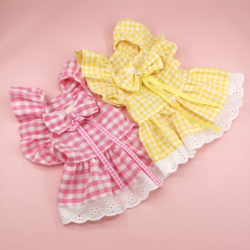 Vestido Amarelo De Cachorro Com Colarinho De Laço Roupas De Renda Para Shih Tzu De Casamento Feminino Gato Gatos