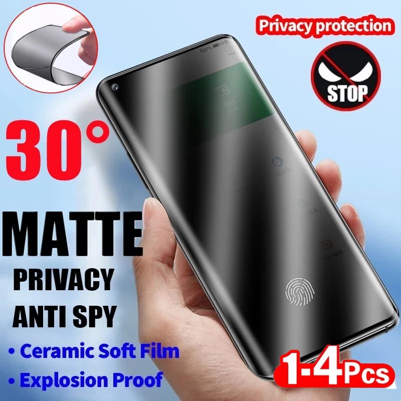 Cerâmica Matte Anti-Espionagem Protetor De Tela De Privacidade Para Samsung Galaxy S20FE S24 S21 S22 S23 Ultra PLUS Impressão Digital Filme À Prova De Choque 20H