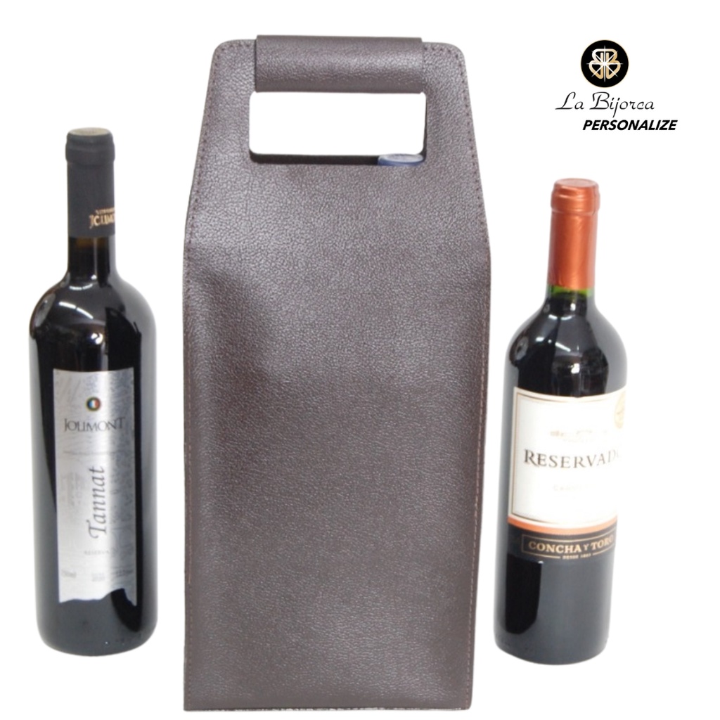 Porta Vinho Couro Brinde Personalizado Inicial Do Nome - Marrom ...