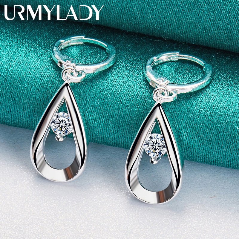 URMYLADY 925 Gota D'água De Prata AAA Brincos De Zircônio Eardrop Para Mulheres Charme Moda De Casamento Jóias De Noivado em Oferta na Shopee