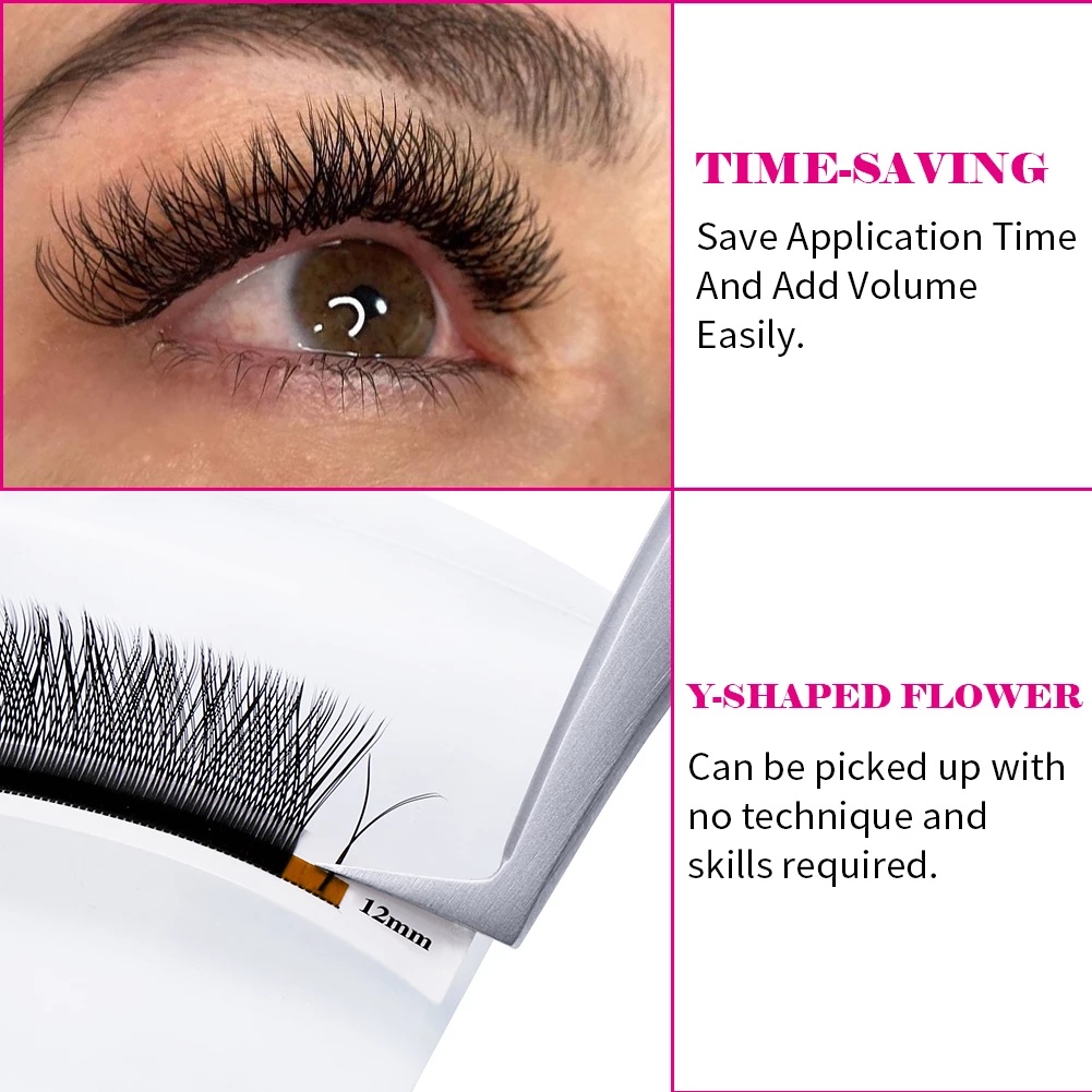Pestanas Fadvan YY Shape Lashes Faux Mink Natural Brasileiras Suaves Premade Volume De Ventilador