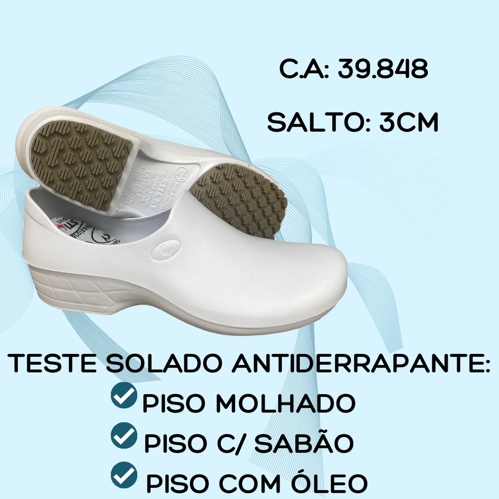 Sapato Feminino Enfermagem Cozinha Limpeza Antiderrapante  Profissional Sticky Shoes CA 39848