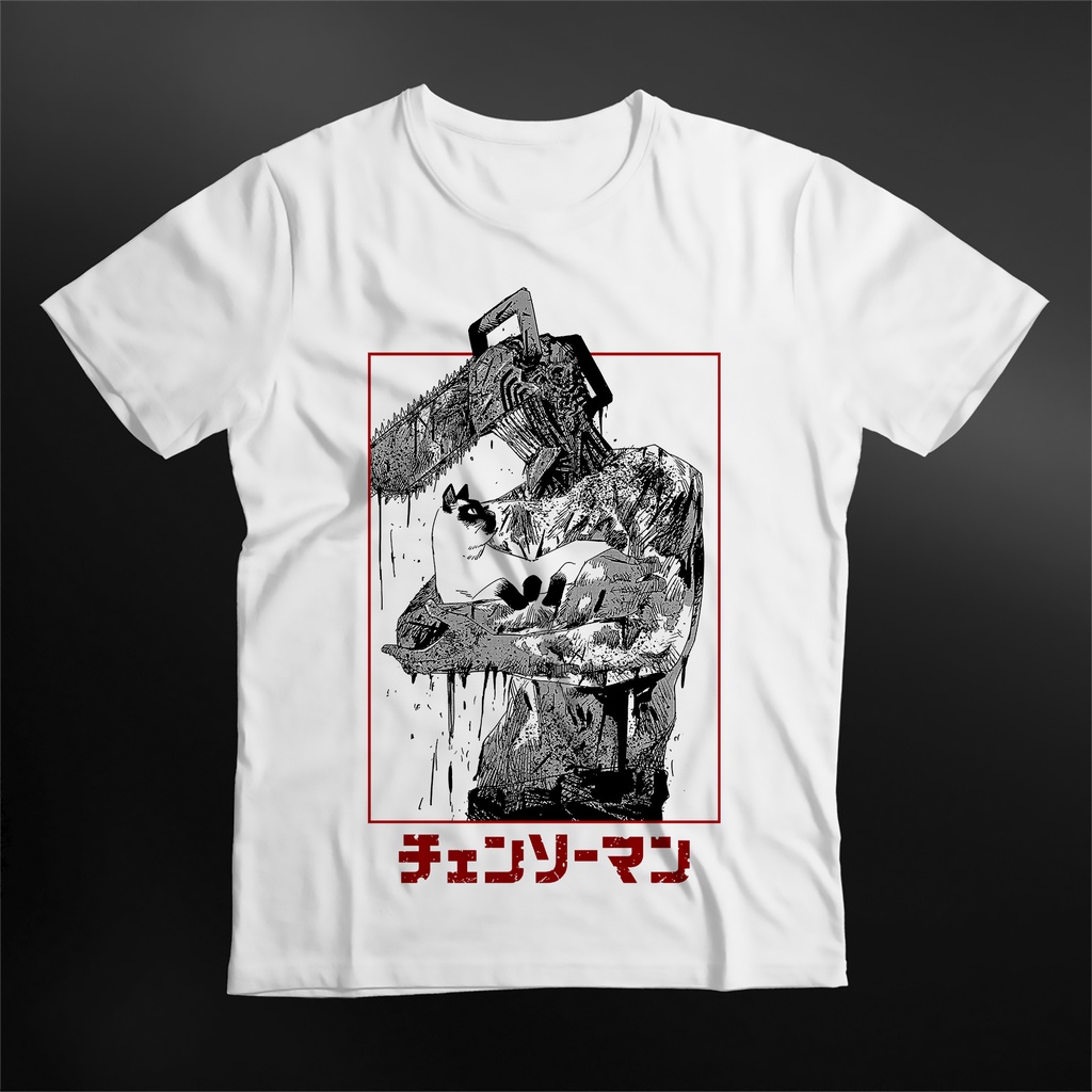 Camiseta Branca Chainsaw Man Denji Mangá Unissex