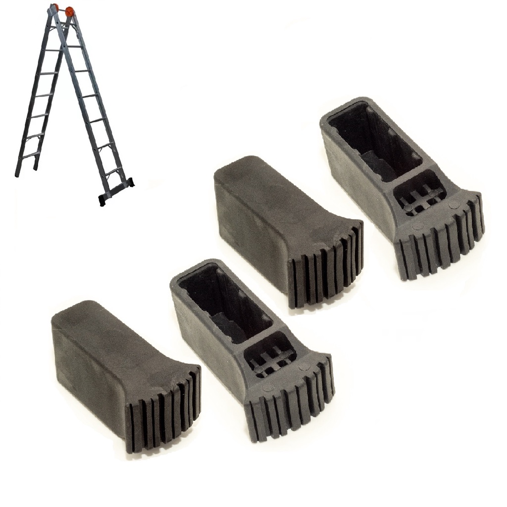 Pé Sapata Borracha Escada Articulada Multifuncional 63mmx22mm 6 Frisos (Kit 4 Und)