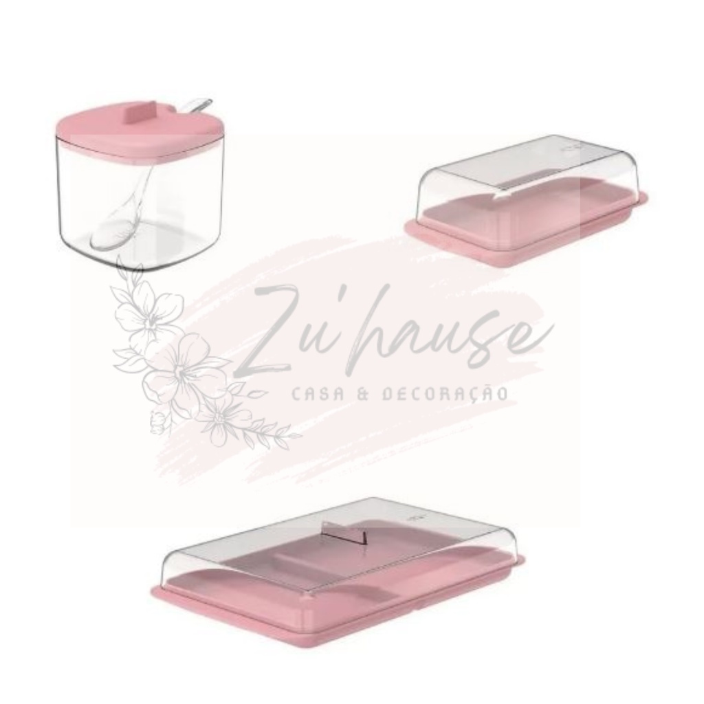 Kit Sobre a Mesa com 3 peças Porta frios + Manteigueira + Açucareiro <Ou> Martiplast