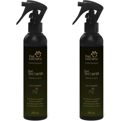 Combo 2 Banho A Seco - Fast Shower Hydra Pet Society 240ml em Oferta na Shopee