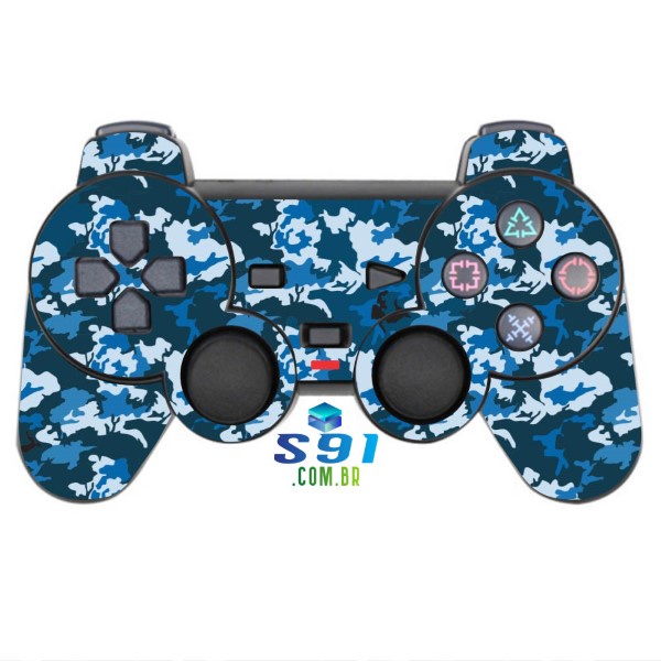 Adesivo PS2 Controle Playstation Skin Pelicula Protetora Camo Blue