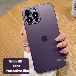 AG Capa De Vidro Fosco Para IPhone 14 13 12 11 Pro Max Óleo E Resistente A Impressão Digital 14plus Profunda Roxa Protetora Traseira