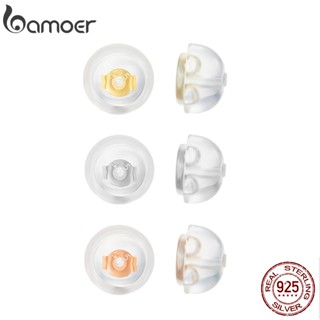 Bamoer 925 Silver Bead Simple Silicone Plugue Para Orelha Tamanho 0,5 Cm Joalheria Fashion