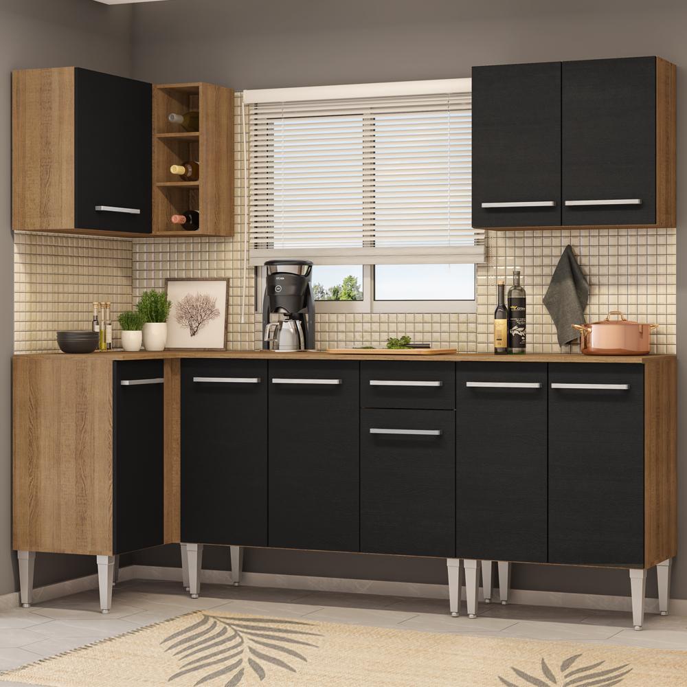 Cozinha Completa de Canto Madesa Emilly Open com Armário e Balcão em Oferta na Shopee