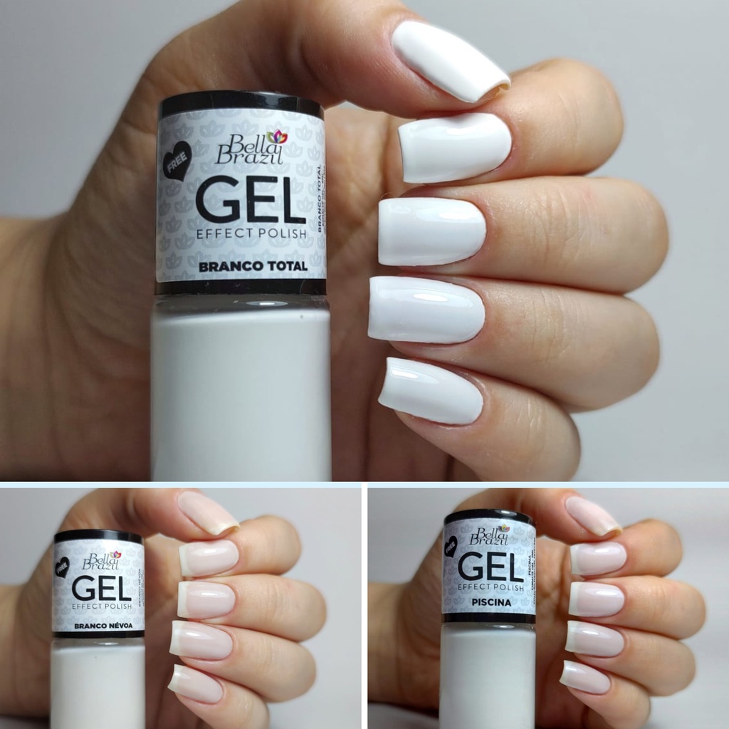 Bella Brazil Kit Noiva 03 Esmaltes Brancos Efeito Gel