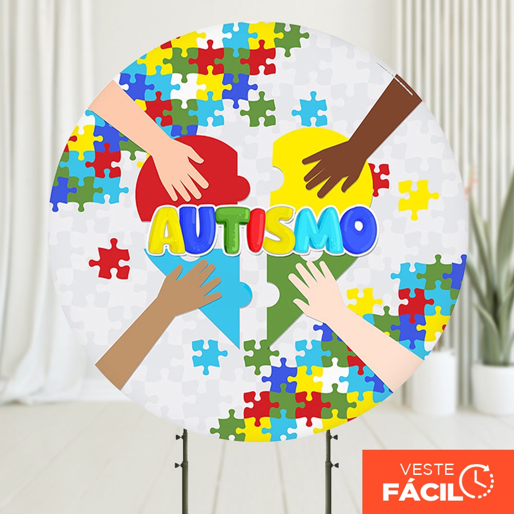 Painel Redondo Conscientização Autismo em tecido 1,50m com Elástico para Festas em Oferta na Shopee