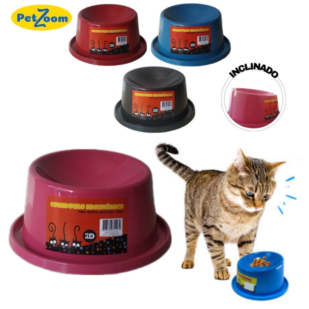Comedouro Pet Postura Correta Alto/Elevado De Plastico Inclinado Para Gato AntiFormiga Gatos - Otima Qualidade Pet