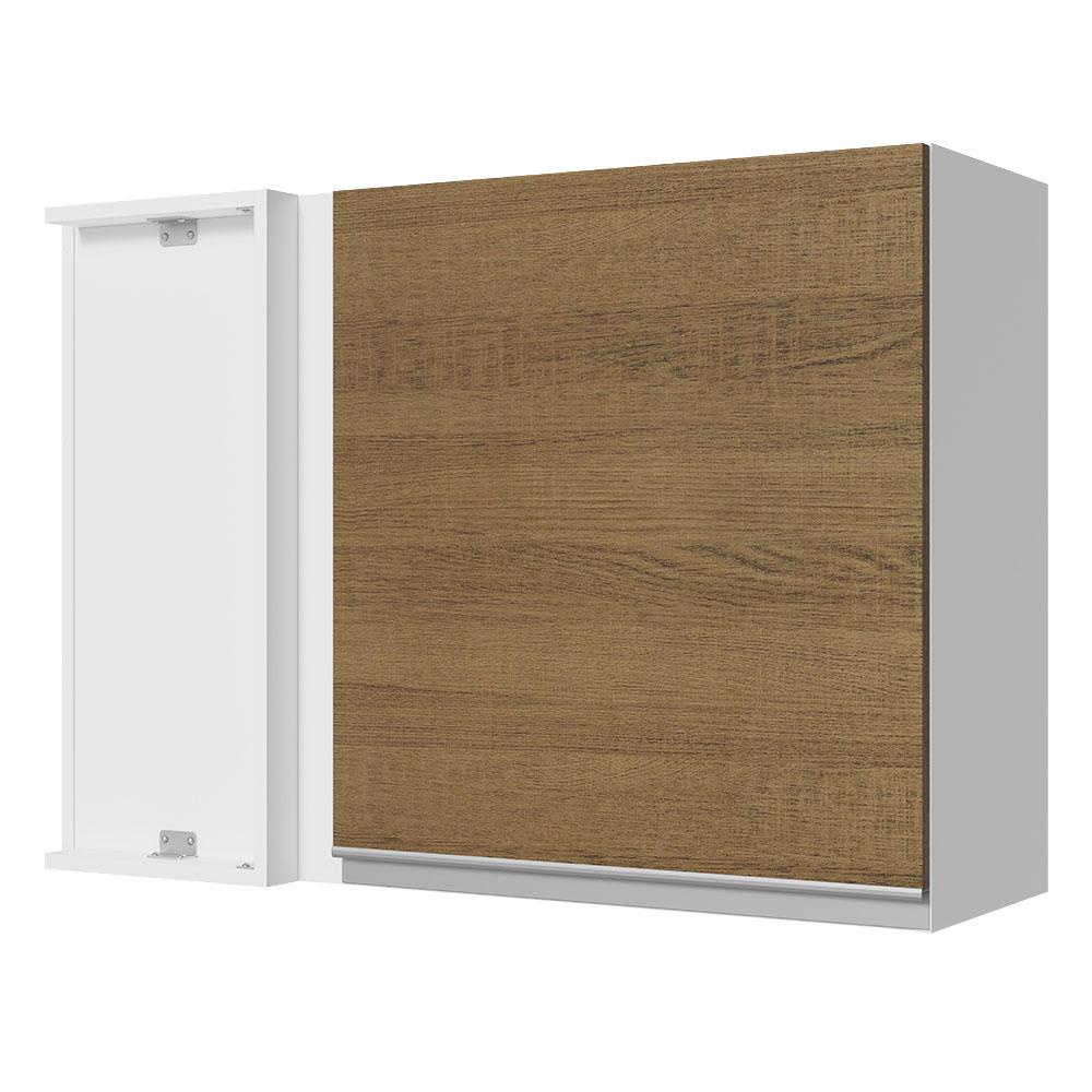 Armário De Cozinha Aéreo de Canto 100% MDF 1 Porta Branco/Rustic Acordes Madesa em Oferta na Shopee
