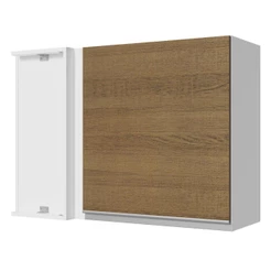 Armário De Cozinha Aéreo de Canto 100% MDF 1 Porta Branco/Rustic Acordes Madesa