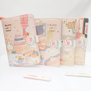 Caderno Gatinho Luxo Fofo com Capa Acolchoada Tamanho A5 Brochura com Fecho Magnético de Patinha Kawaii Tamanho 12,8x18,6cm 1 Unidade