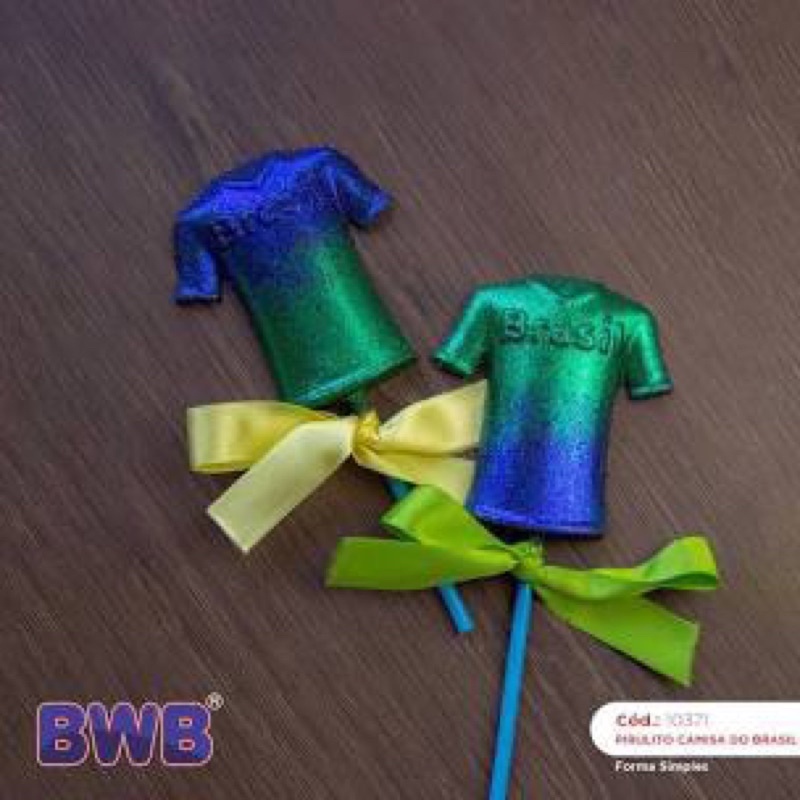 Kit 03 Formas Chocolate Acetato Simples Pirulito Futebol Camisa Brasil Copa do Mundo
