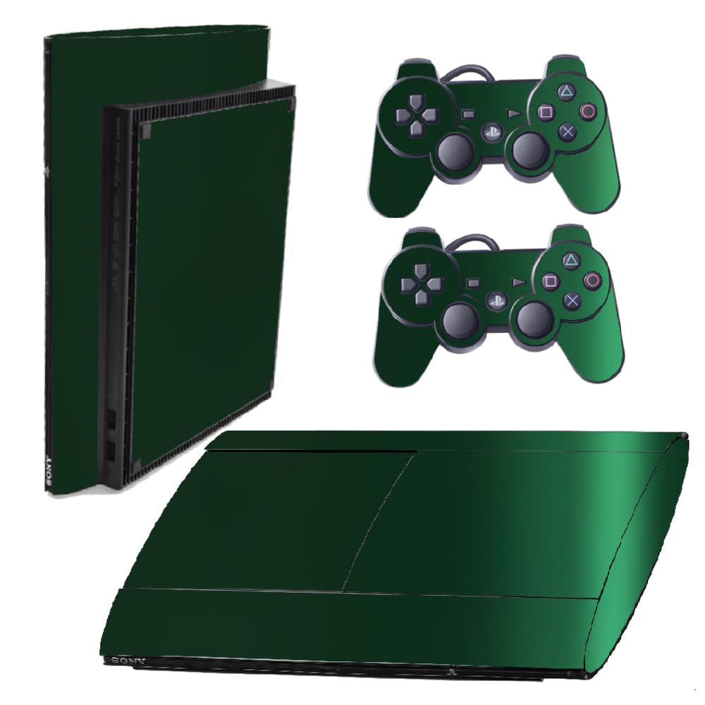 Skin PS3 Super Slim Playstation Adesivo Pelicula Protetora Metalico Brilho Verde