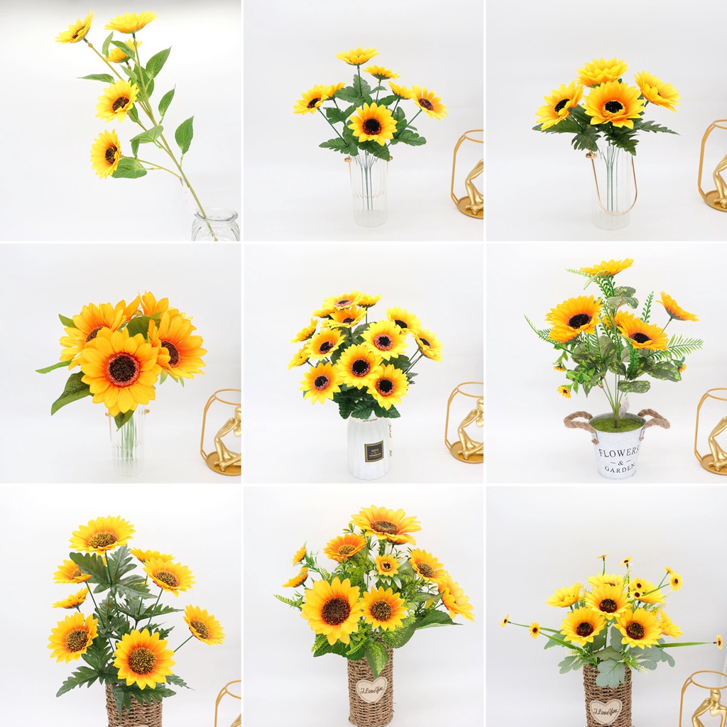 Bouquet 18 Cabeças Flores.9 Cabeças Flores.5 Cabeças Flores Artificiais Girassol