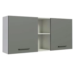 Armário de Cozinha Aéreo 150 cm 2 Portas e 2 Nichos Branco/Cinza Agata Madesa