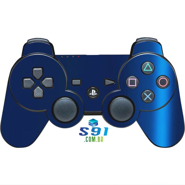 Adesivo PS3 Controle Playstation Skin Pelicula Protetora Metalico Brilho Azul