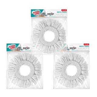 Kit com 3 Refil microfibra compativel com os Mops Giratorios Fit (Ref.: MOP5010, MOP5011, MOP9775 e MOP9379), RMOP5011, Flash Limp
