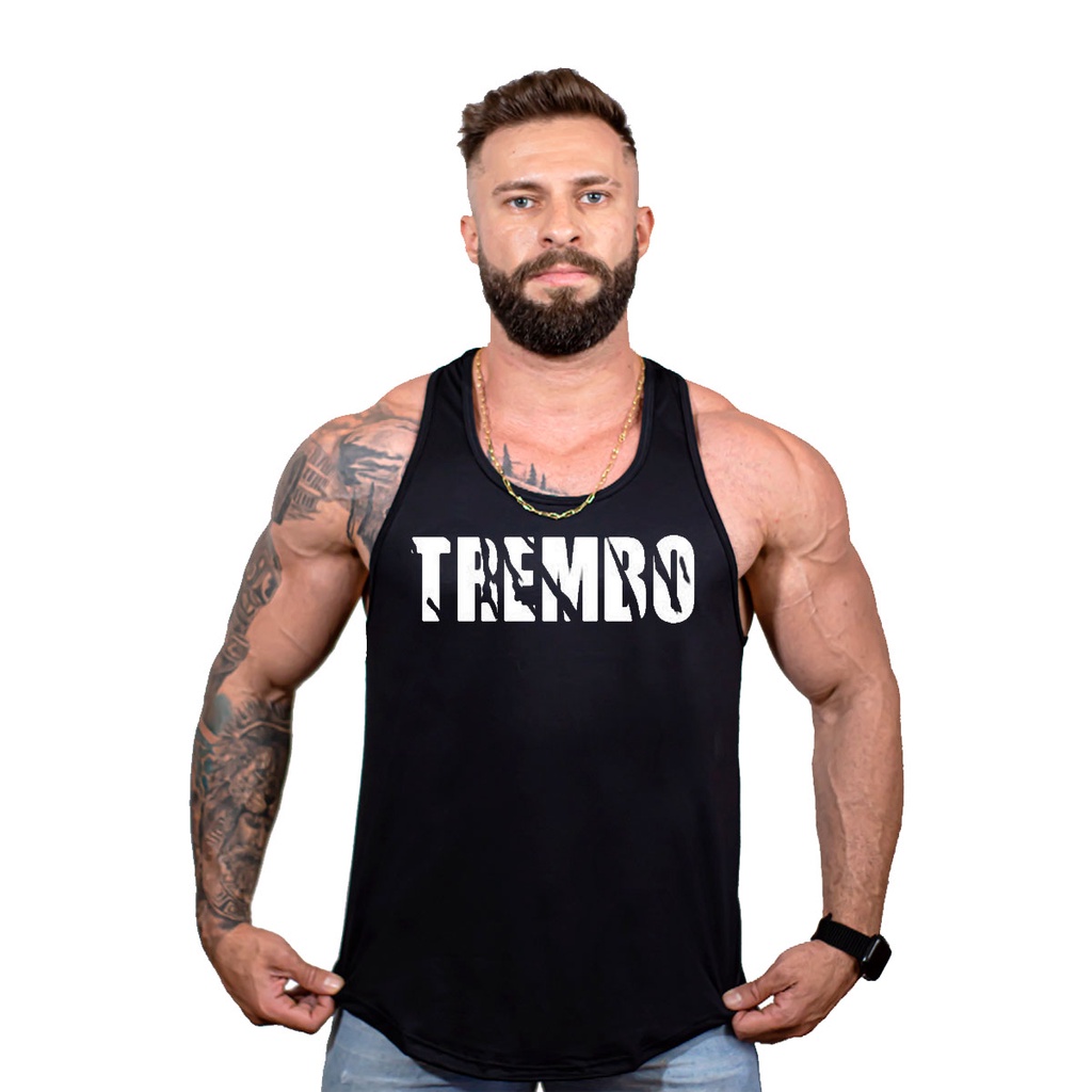 Regata Masculina LongLine Trembo Cavada Academia Musculação Long Line treino Fit Luta Esporte Maromba Suplemento