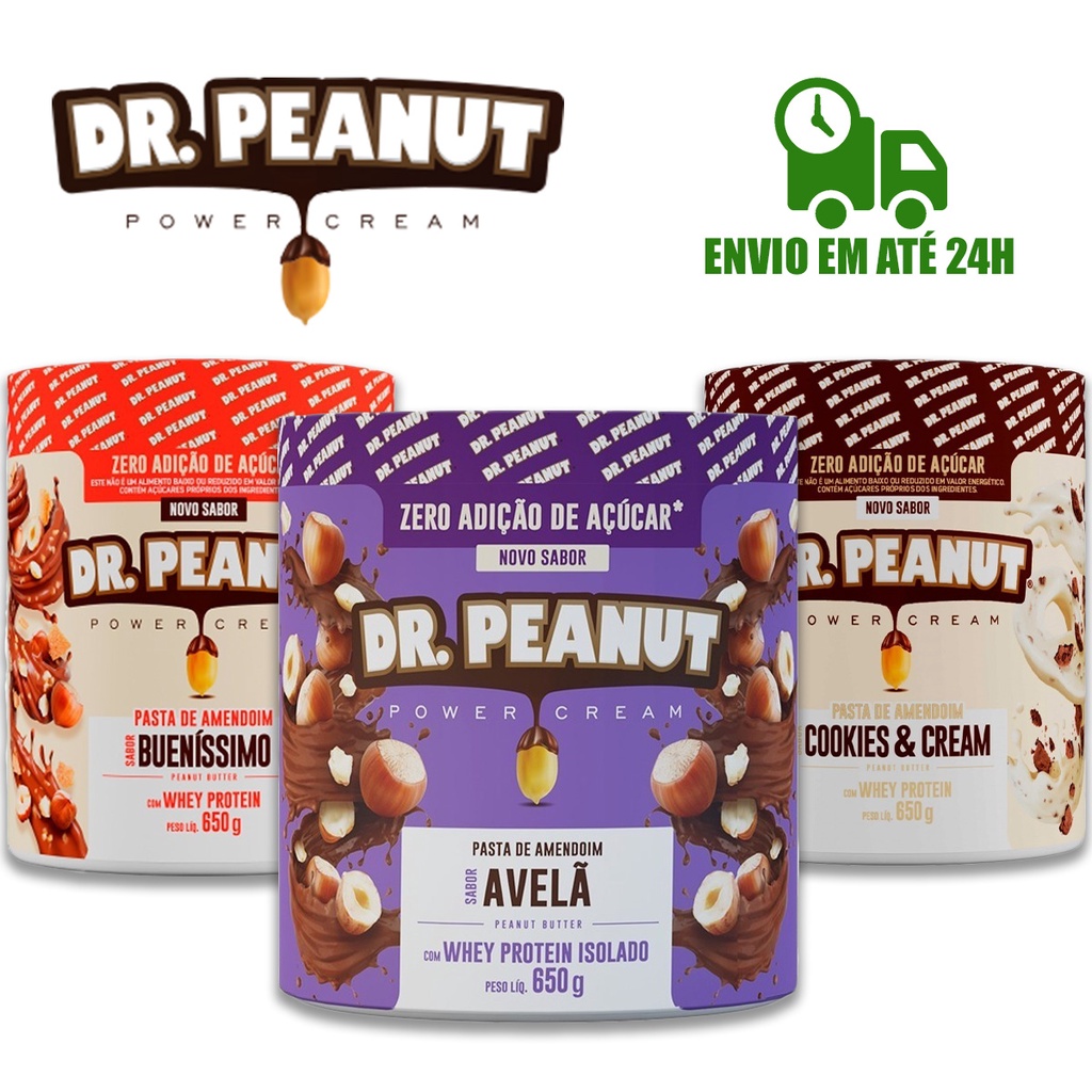 Pasta de Amendoim Sabor Avelã Com Whey Protein Dr Peanut 600G