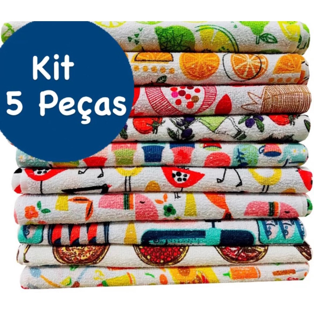 Panos De Prato  Felpudo Premium Kit Com 5 Peças