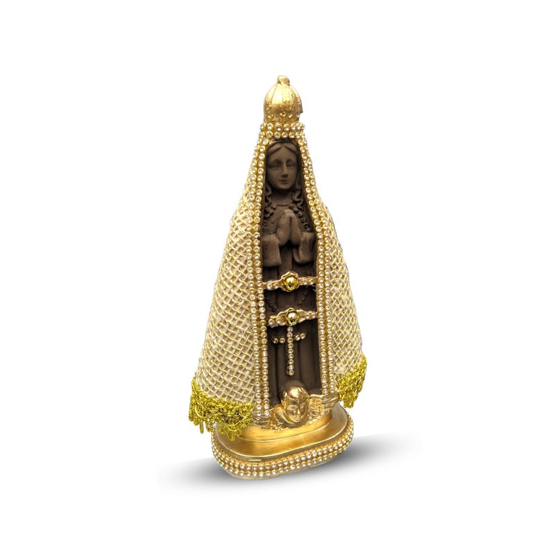 Imagem De Nossa Senhora Aparecida Manto De Juta 20cm Lembrança Decoração Estilo Barroca Para Casamento Batizado Original