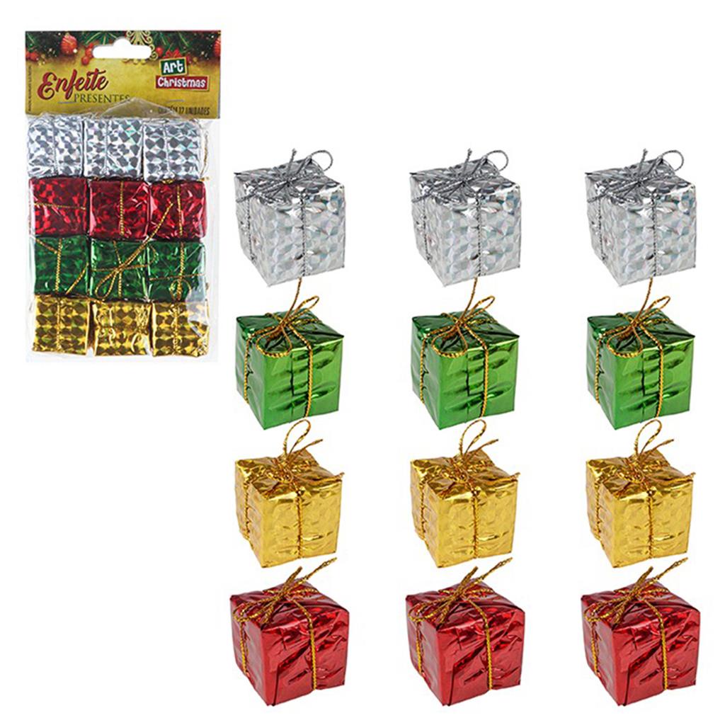 kit 12 enfeites caixa de presente arvore de natal | Shopee Brasil