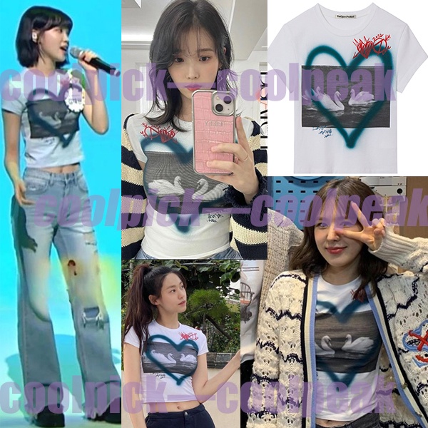 [Produto Genuíno Da Coreia/TheOpen Product crop E Camiseta De Manga Curta Tamanho Grande/LE SSERAFIM redvelvet IU Estilo] I LOVE MY CAT DOG Mulher Coreana Feminina K-pop idol fashion