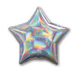 Balão Metalizado Estrela Prata  51cm 20" holográfica para Festa Decoração Flutua - Pronto Entrega