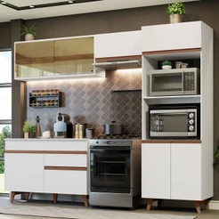 Cozinha Completa Madesa Reims XC260001 com Armário, Balcão e Tampo - Branco