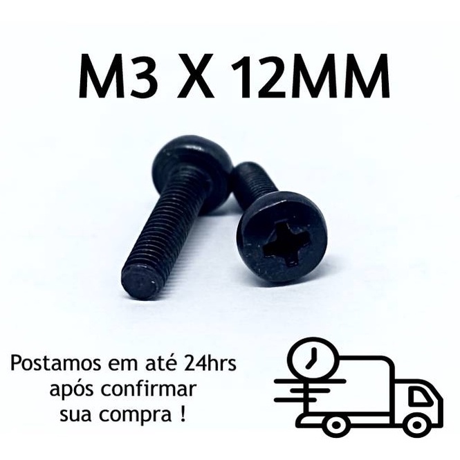 50 Peças Parafuso Panela Phillips M3 X 12mm Oxidado Preto em Oferta na Shopee
