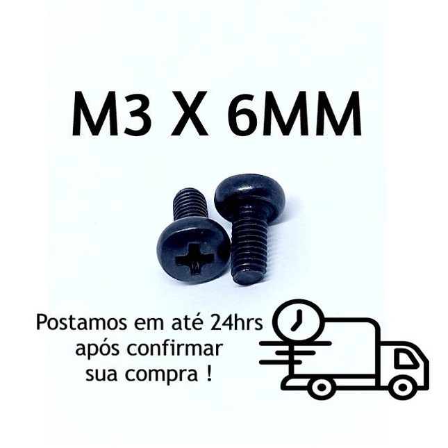 Parafuso Panela Phillips M3x6mm Oxidado Preto