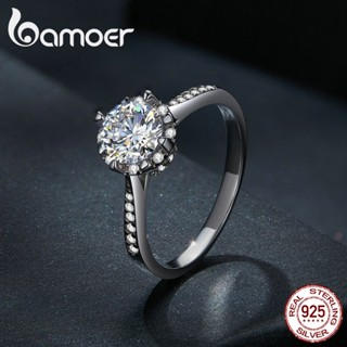 Bamoer 925 Prata 1 Carat Moissanite Anel D Cor VVS1 Joalheria De Moda Para Garotas De Casamento