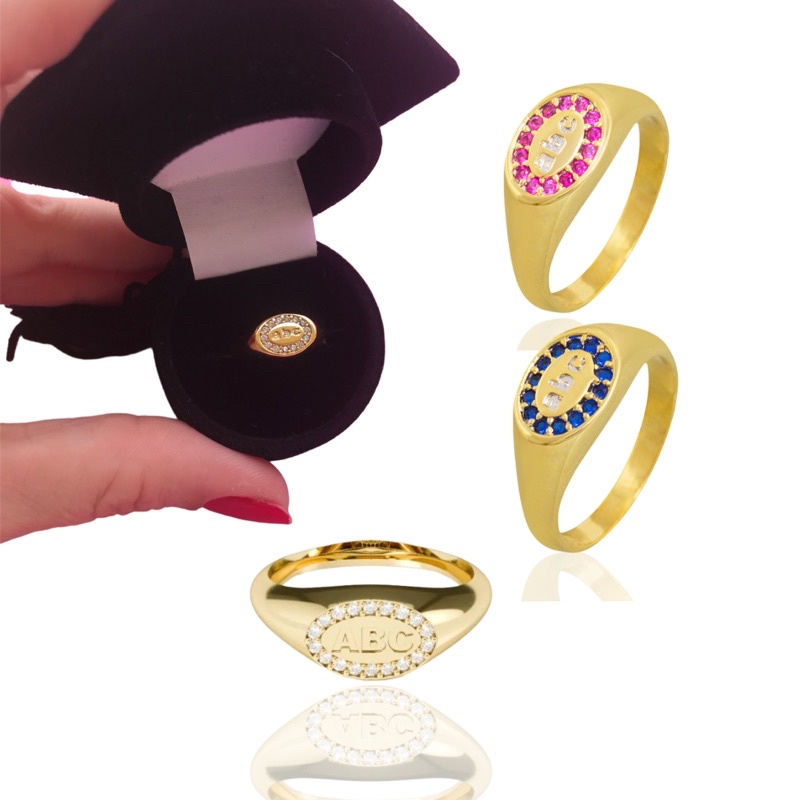 Anel ABC Folheado a Ouro e com micro zircônias