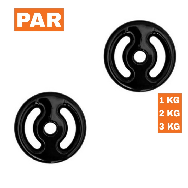 PAR Anilhas 01kg 02kg 03kg Vazada Revestida Emborrachada Peso Musculação Academia