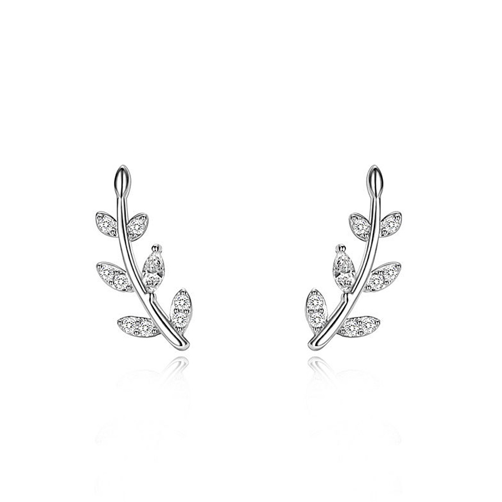 Prata 925 Sterling Fashion Fresh Olive Branch Leaf Earrings Brincos De Folha De Azeitona Fresca Cor De/Dourada Piercing Requintados Para Mulheres Jóias Chic