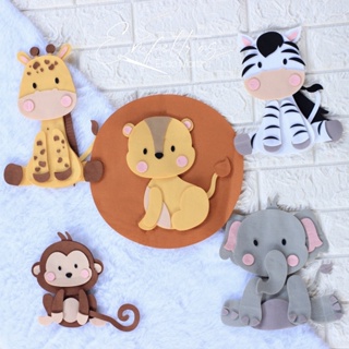 Recortes em feltro Safari - Zebra, Leão, Elefante, Macaco, Zebra - Moldes Monique Rangel - Corte a Laser em Oferta na Shopee