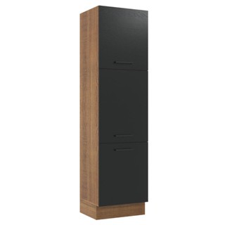 Paneleiro Madesa Agata 60 cm 3 Portas - Rustic/Preto