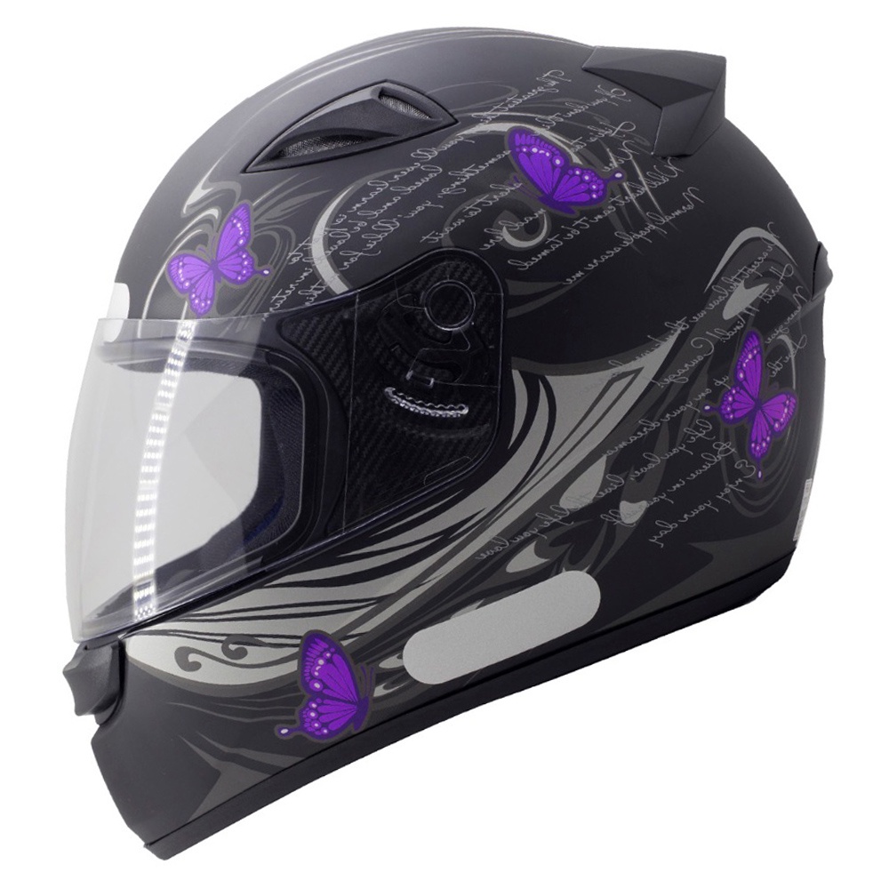 Capacete EBF Feminino p/ Moto New Spark Borboleta Preto Fosco