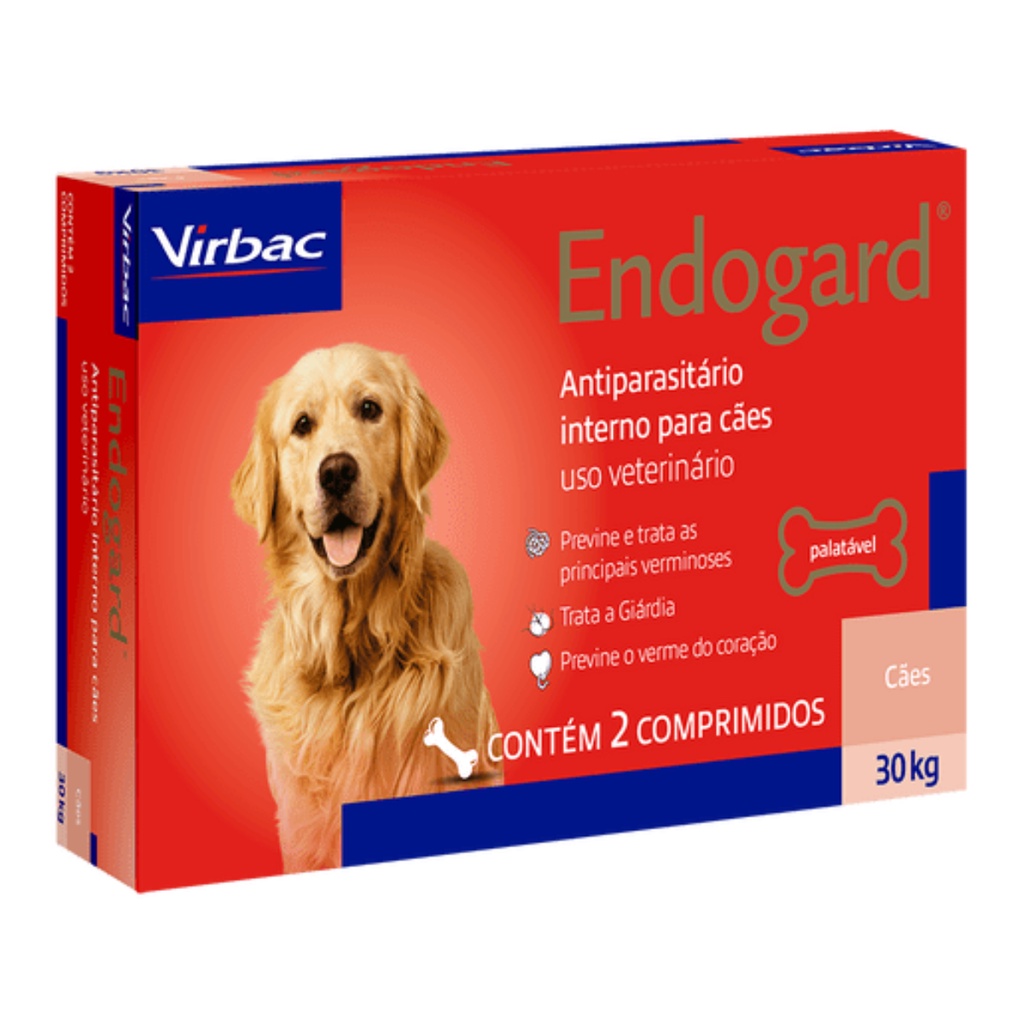 Vermifugo Endogard Cão 30 Kg Cx Lacrada 2 Comprimidos Virbac