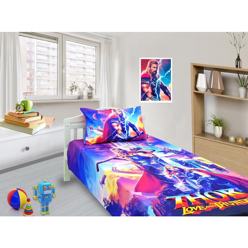 Jogo De Lençol E Fronha Thor 1 Kit 2pçs, Cobreleito