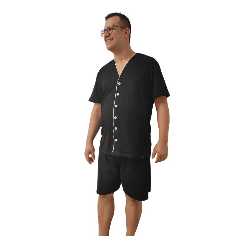 Pijama Americano Masculino Verão com Botões tamanhos P ao G3 Pijama Pos operatorio