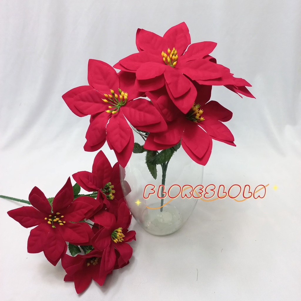 Buquê de Flor Bico de Papagaio, Flor de Natal com 5 flores ideal  P/Decoração, Arranjos, árvore de Natal, Festas e casa
