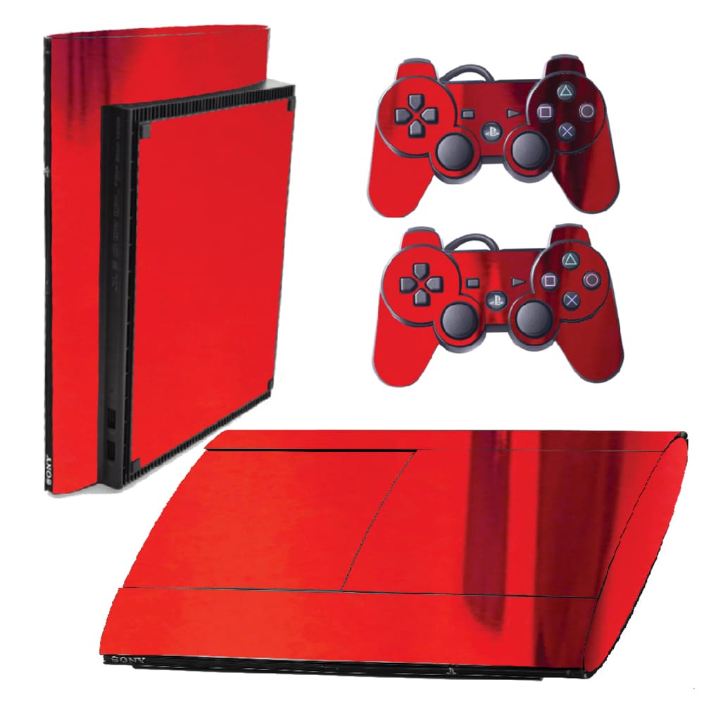 Skin PS3 Super Slim Playstation Adesivo Pelicula Protetora Cromo Vermelho