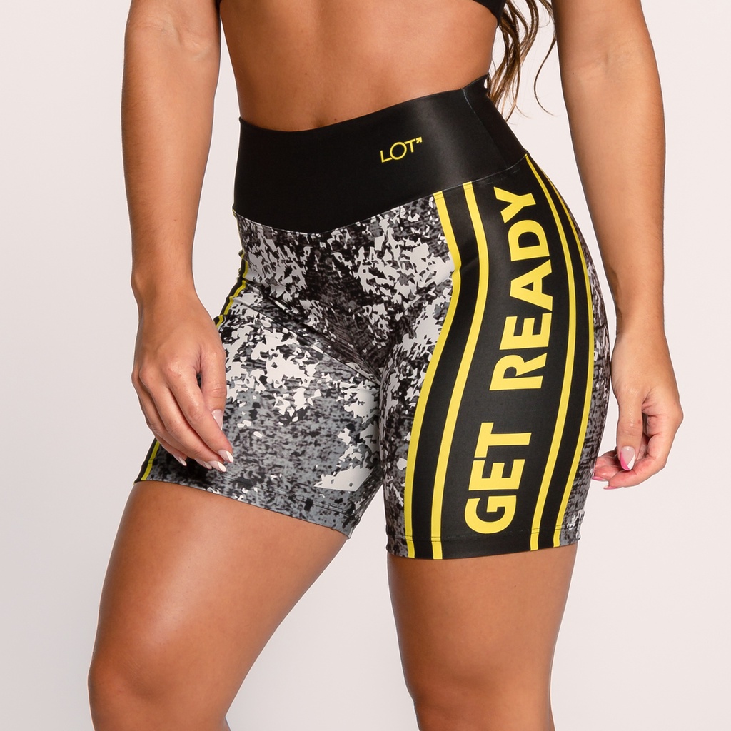 Short Fitness Academia Feminino Bermuda Suplex Estampada Get Ready em Oferta na Shopee
